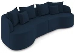 Sofá 3 Lugares 230cm Orgânico Quito Z08 Veludo Azul Marinho - Mpozenat