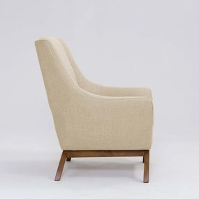 Poltrona Decorativa Mildred D07 Pés Madeira Linho Marfim - D'Rossi