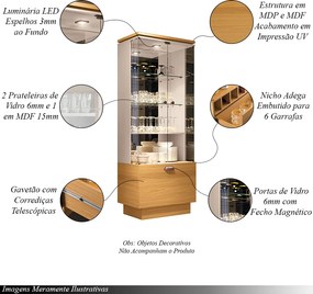 Conjunto Cristaleira e Buffet Aparador Decorativo Aura/Melodia Off White/Cinamomo G26 - HB Móveis