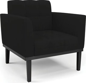 Poltrona Decorativa Karen Pés Fixo em Madeira Preto Linho Preto G19 - Gran Belo