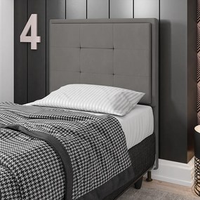 Cabeceira Solteiro Cama Box 90cm para Quarto Onix Suede M11 - D'Rossi - Grafite