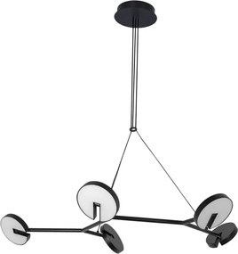 Pendente Led Acrílico Alumínio Preto 55w 3000k Luna