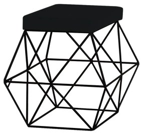 Puff Decorativo Sala de Estar Base Preto Trixie Suede Preto G41 - Gran Belo