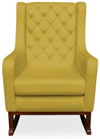 Kit Poltrona Amamentação Balanço Maju com Puff Flor Veludo - Amarelo