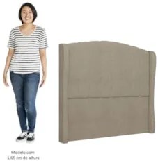 Cabeceira Casal Queen Cama Box 160cm Glenda Z04 Boucle Capuccino - Mpo