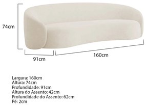Sofá 2 Lugares Amore 160cm Orgânico Luxo Recepção Escritório Bouclé