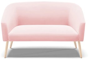 Namoradeira 02 Lugares Stella Suede Rosa Bebê Pés Palito Natural - D'Rossi