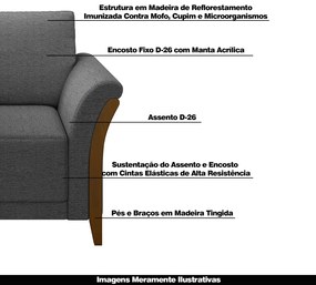 Poltrona Decorativa Pés em Madeira Market Linho Chumbo G45 - Gran Belo