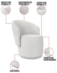 Namoradeira e 2 Poltronas Orgânica para Sala Malu Bouclê M11 - D'Rossi - Cinza