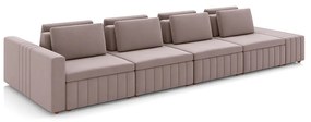 Sofá Ilha com Encosto e Almofadas Móveis Olimpo 465cm Modulado Veludo Rosê G45 - Gran Belo