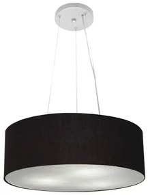 Lustre Pendente Cilíndrico Md-4184 Cúpula em Tecido 45x15cm Preto - Bivolt