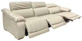 Sofá Elétrico Reclinável Sala de Estar Concepción U076 308cm Modulado Botão Touch Couro Bege Claro G49 - Idea Relax By Natuzzi Group