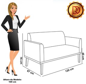 Sofá Namoradeira com 2 Poltronas Base de Madeira Fixa Castanho Marisa Veludo - Rose