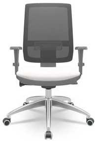 Cadeira Brizza Diretor Grafite Tela Preta com Assento Vinil Eco Branco Base Autocompensador Aluminio - 65803 Sun House