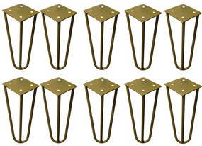 Kit 10 Pés de Metal 15 CM Hairpin Legs Mesas de Centro Puffs Dourado G41