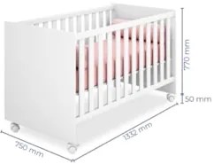 Berço Americano Mini Cama Com Rodízios Doce Sonho Branco - Qmovi