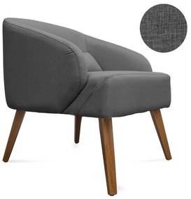 Poltrona Decorativa Lara Pés de Madeira Linho Cinza - Sheep Estofados - Cinza