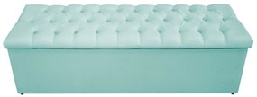 Recamier Baú Estofada Mel 140 cm Casal Com Capitonê  Suede Azul Tiffany - ADJ Decor