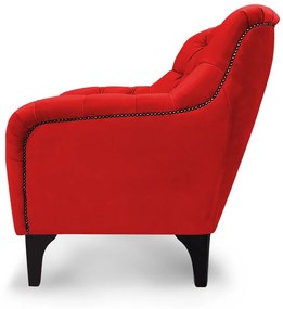 Poltrona Decorativa Roma Botonê Pés Madeira Veludo Vermelho - Sheep Estofados - Vermelho