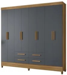 Guarda Roupa Casal 204cm 8 Portas Vitta Freijó/Cinza Z17 - Mpozena