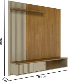 Painel TV 65 Pol 161cm Bancada Suspensa para Sala Dorema Cumaru/Opala M20 - D'Rossi