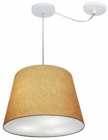 Lustre Pendente Cone Com Desvio Md-4280 Cúpula 30/30x40cm Palha - Bivolt