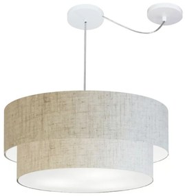 Lustre Pendente Cilíndrico Com Desvio Rustico Bege MJ-4368 Para Mesa de Jantar e Estar