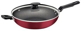 Wok Tramontina Loreto em Alumínio Antiaderente Starflon Max com Tampa de Vidro 28 cm 3,3 L Vermelho