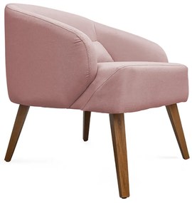 Kit 2 Poltronas Decorativas Lara Pés de Madeira Veludo Rosa - Sheep Estofados - Rosa