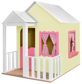 Casinha de Brinquedo com Cercado Amarelo/Rosa L12 - Gran Belo