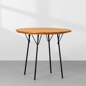Mesa Pátio Redonda Preto e Nozes – 87cm