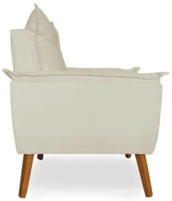 Poltrona Decorativa Apolo Pés Madeira Suede Bege - Sheep Estofados - Bege