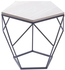 Mesa Lateral Jogral com Estrutura Metalica Preta e Tampo de Madeira - 53479 Sun House
