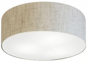 Plafon Cilíndrico Md-3049 Cúpula em Tecido 70x15cm Rústico Bege - Bivolt