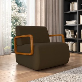 Kit 2 Poltronas Decorativa Sala de Estar Odessa Braços em Madeira Veludo Marrom G33 - Gran Belo