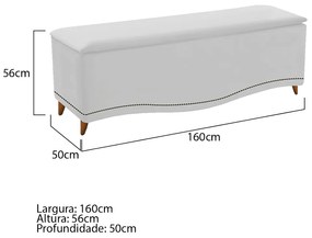 Calçadeira Estofada Yasmim 160 cm Queen Size Suede Branco - ADJ Decor
