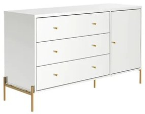 Cômoda Jasper Branco Gloss Base Dourado 1,35 MT - 69383 Sun House