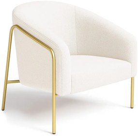 Poltrona Sala Industrial Alta Dourado Stella Bouclê D03 - D'Rossi - Off White