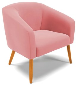 Poltrona Stella Suede Rosê Pés Palito Castanho - D'Rossi