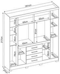 Guarda Roupa Casal 8 Portas 4 Gavetas New Realce D02 Branco - Mpozenat