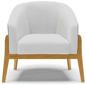 Poltrona Decorativa Base de Madeira Stella Preto/Linho Cinza D03 - D'Rossi