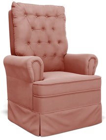 Poltrona de Amamentação com Balanço Laura Veludo Base de Madeira G01 - D'Rossi - Rose