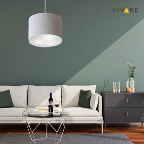 Lustre Pendente Cilíndrico Md-4212 Cúpula em Tecido 40x30cm Rustico Cinza - Bivolt