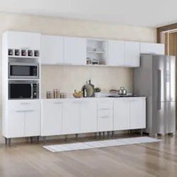 Armário de Cozinha Com Tampo CP06 360cm Pérola Branco Z34 - Mpozen