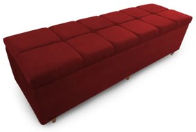Calçadeira Baú Casal King 195cm Veneza Veludo Bordô - Sheep Estofados - Vermelho escuro