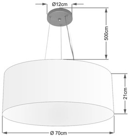 Lustre Pendente Cilíndrico Md-4150 Cúpula em Tecido 70x21cm Algodão Crú - Bivolt
