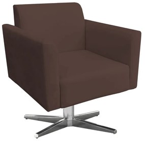 Kit 02 Poltronas Giratória Marisa Suede Base Cromada D03 - D'Rossi - Marrom