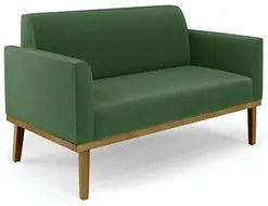 Sofá Namoradeira Base Madeira Castanho Maressa Suede Verde - Ibiza
