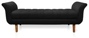 Recamier Olinda Suede Preto 160 cm Pés Chanfrado Castanhos - D'Rossi