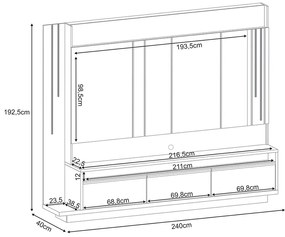 Home Theater Decorativo Montane para TV até 75" com LED Off White/Cinamomo G26 - HB Móveis